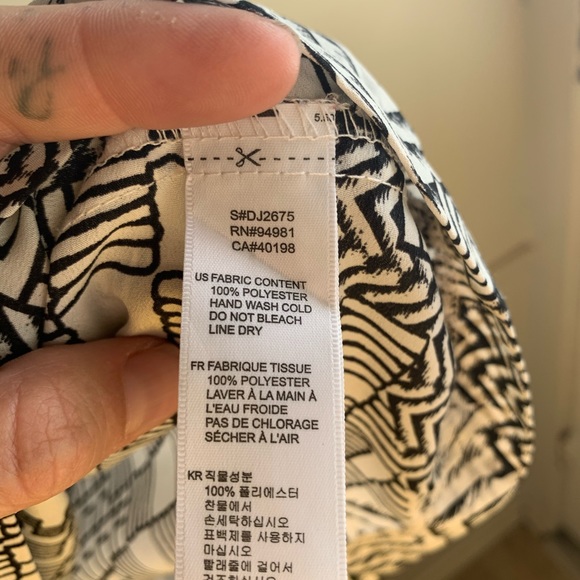 GEOMETRIC BLACK WHITE SHEATH DRESS L - Picture 7 of 9